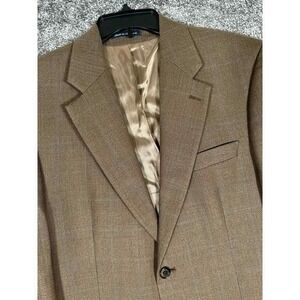 Lauren Ralph Lauren Silk Wool Blazer Sport Coat Mens 40R Brown Old Money Plaid